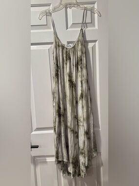 Vava by Joy Han Olive and White Tie-Dye Maxi Jumpsuit